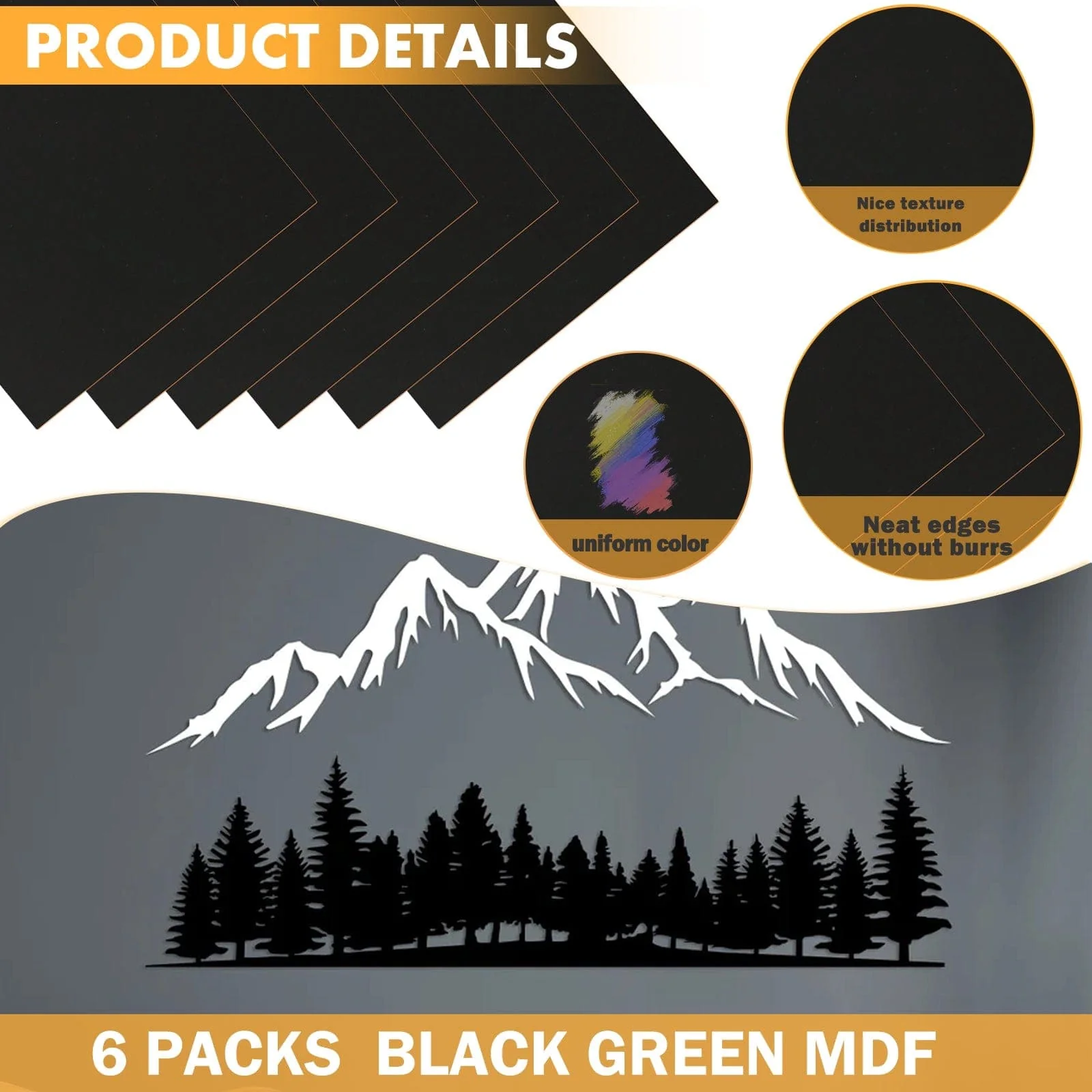 6 piezas de tablero de madera de densidad negra - Image 4