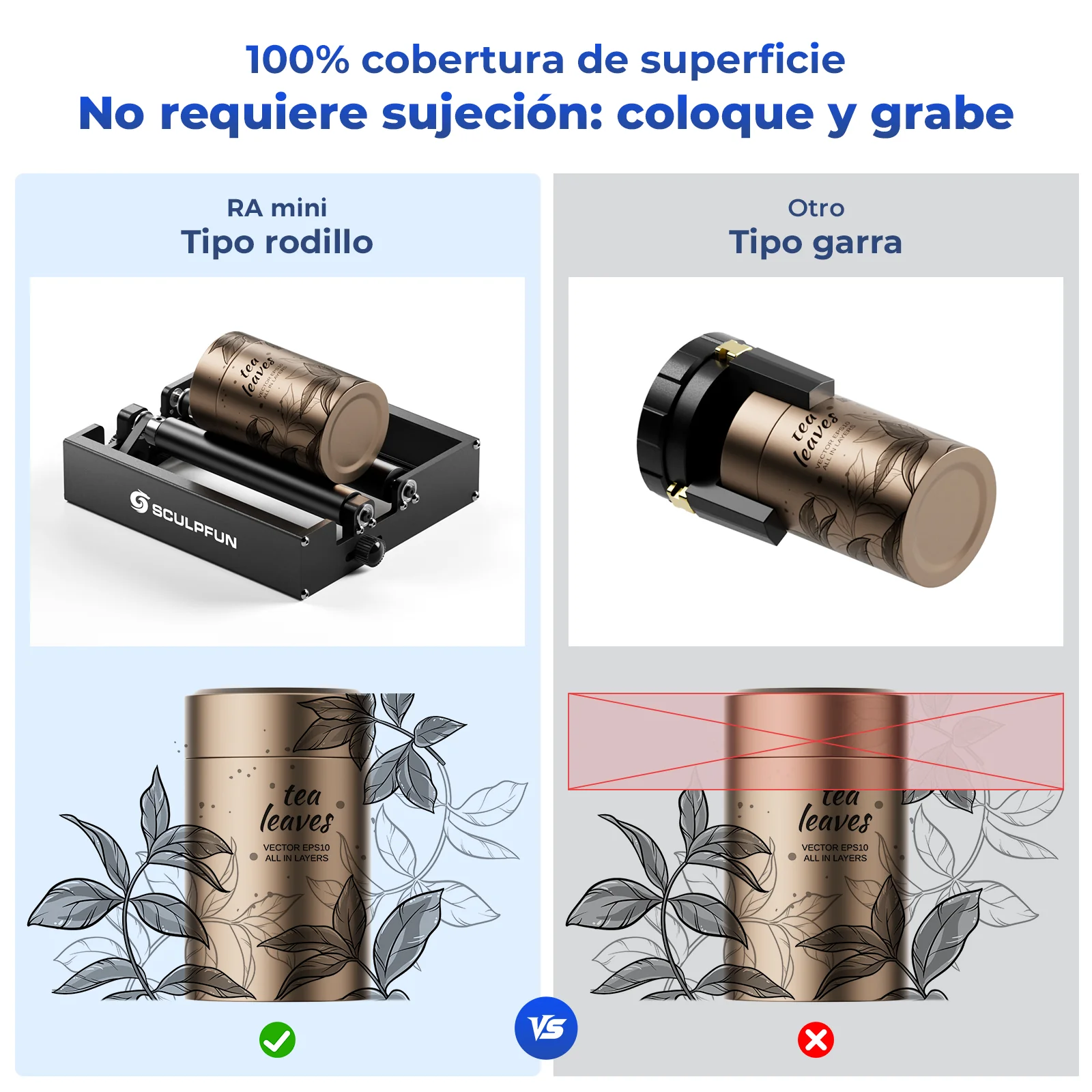 Sculpfun C1 Mini 3W Set con RA Mini Rodillo para Grabado Láser en Superficies Curvas - Image 10