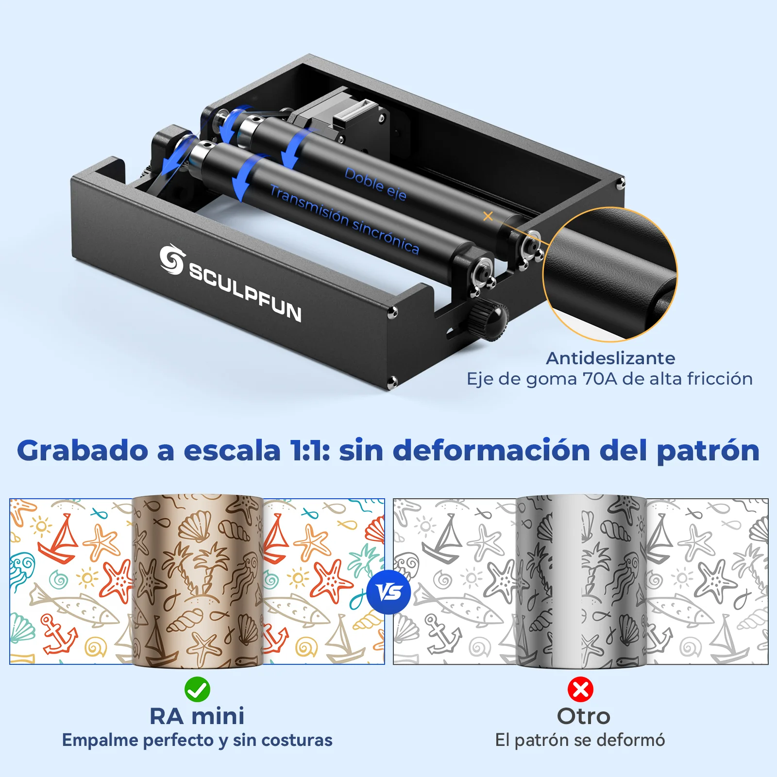 Sculpfun C1 Mini 3W Set con RA Mini Rodillo para Grabado Láser en Superficies Curvas - Image 9