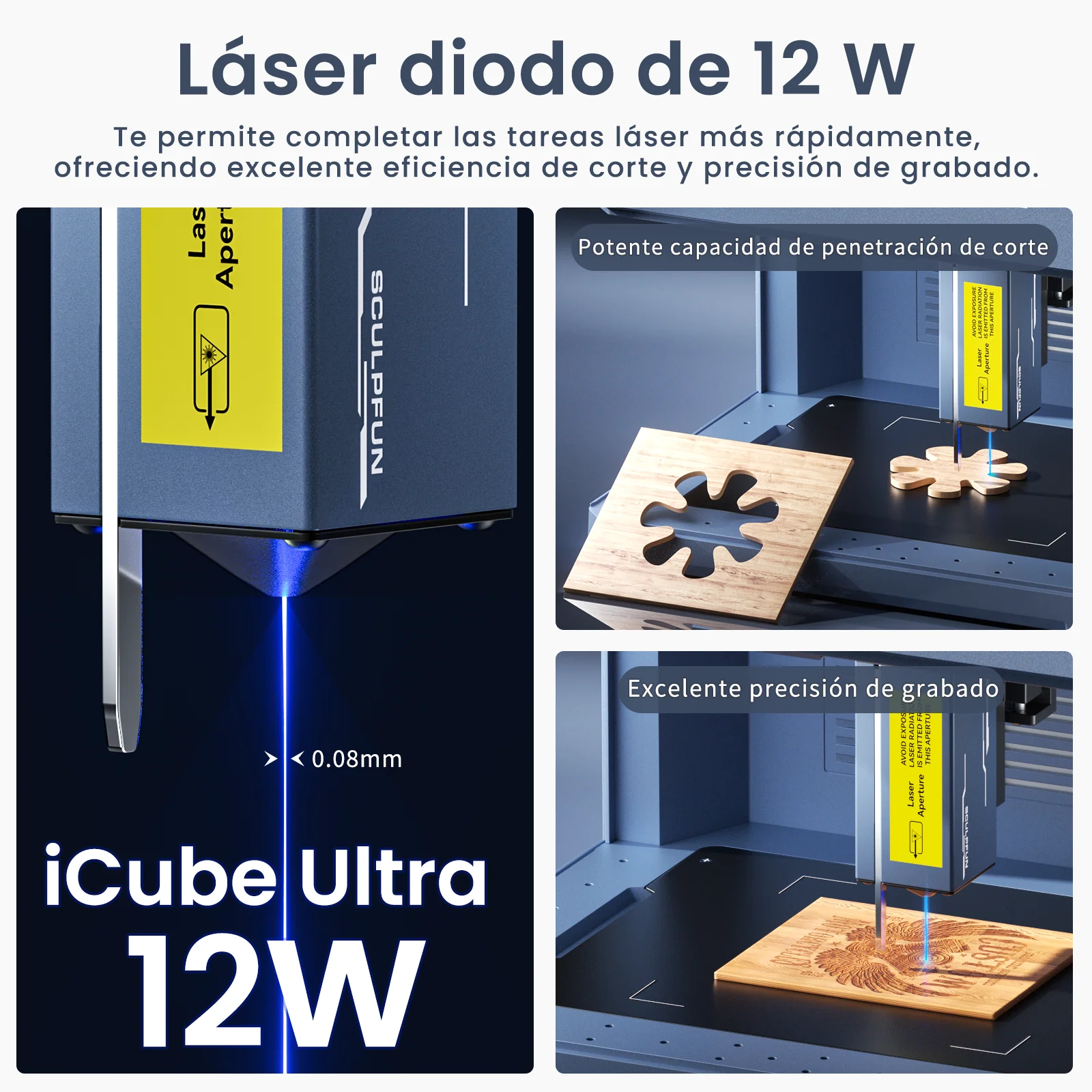 Sculpfun iCube Ultra: Máquina de Grabado Láser Portátil Flagship con Módulo Dual Láser Intercambiable - Image 14