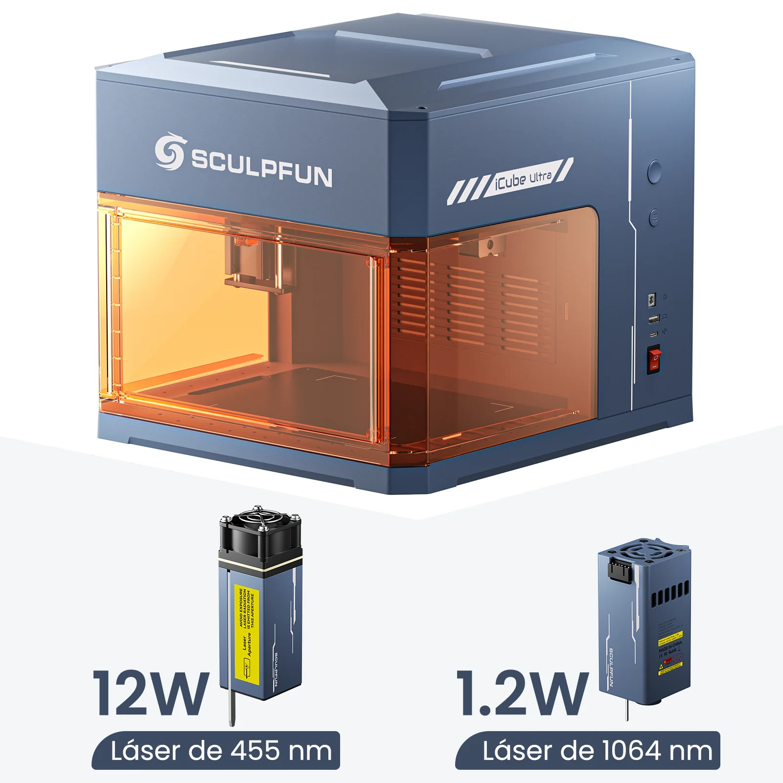 Sculpfun iCube Ultra: Máquina de Grabado Láser Portátil Flagship con Módulo Dual Láser Intercambiable - Image 4
