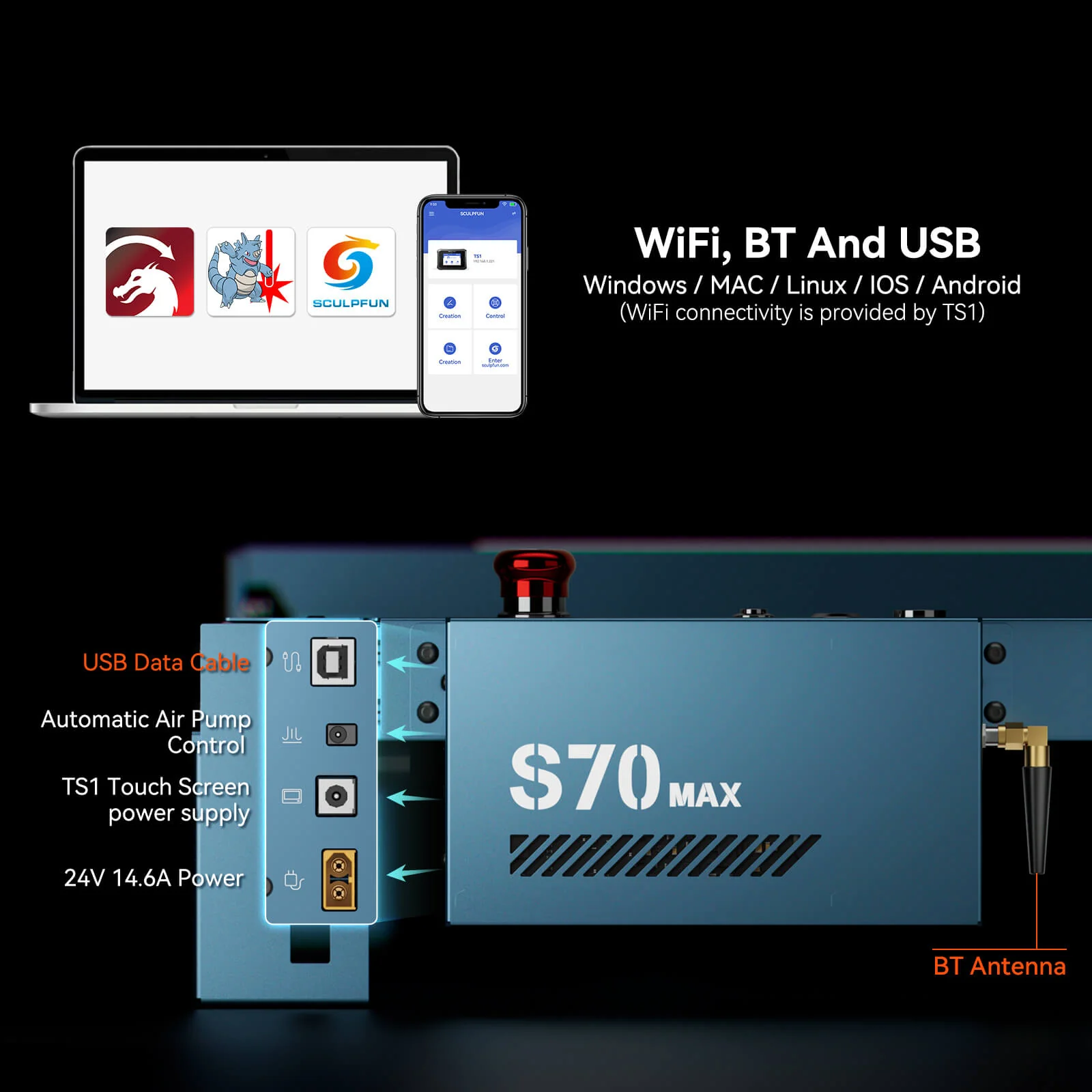 SCULPFUN S70 MAX 70W Grabador y cortadora láser + clave de licencia LightBurn Core - Image 18