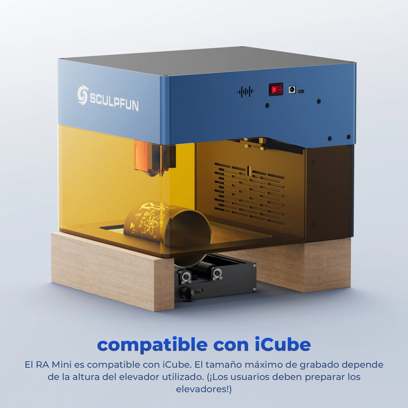 SCULPFUN RA Mini Rodillo, Accesorio Rotatorio Láser Compatible con iCube Ultra, iCube, C1 Mini para Grabar Vasos, Tazas y Objetos Cilíndricos - Image 13