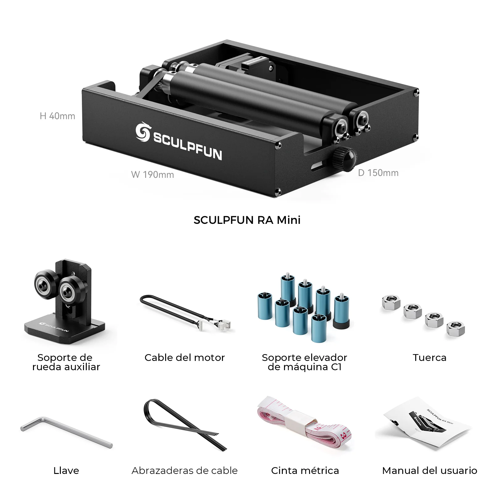 SCULPFUN RA Mini Rodillo, Accesorio Rotatorio Láser Compatible con iCube Ultra, iCube, C1 Mini para Grabar Vasos, Tazas y Objetos Cilíndricos - Image 7