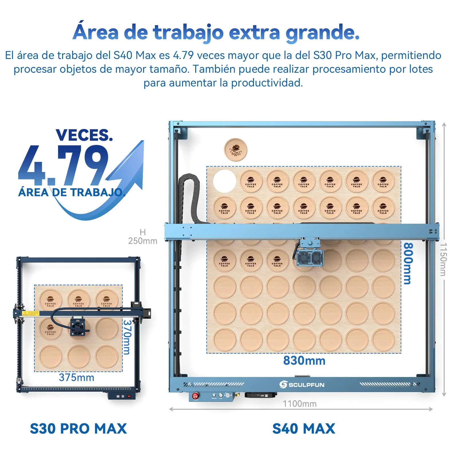 SCULPFUN S40 MAX 48W Máquina Láser – Corta y Graba (830x800mm) | Enfoque Automático - Image 9