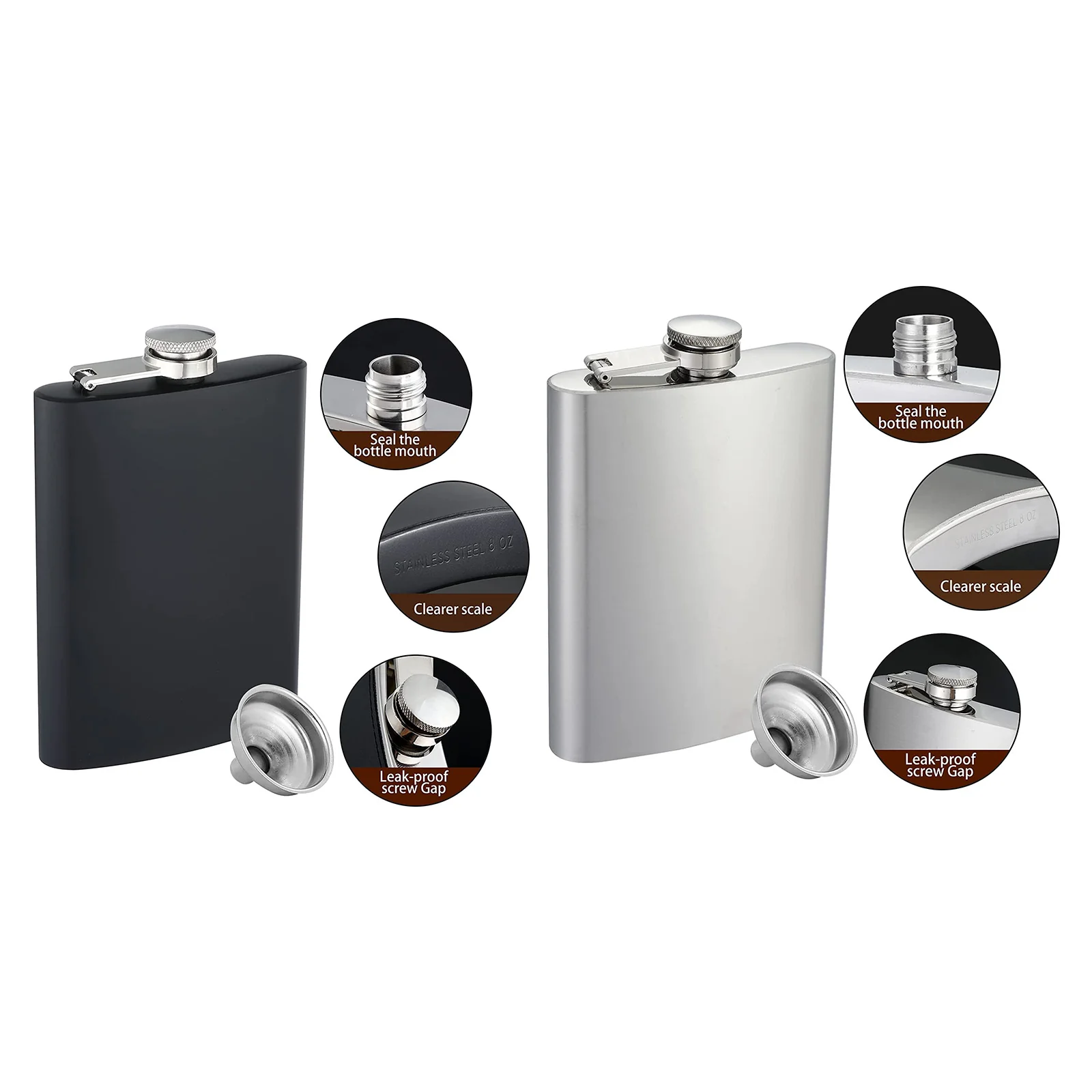SCULPFUN 10 Piezas 8OZ Acero Inoxidable Hip Flask Éxito - Image 3