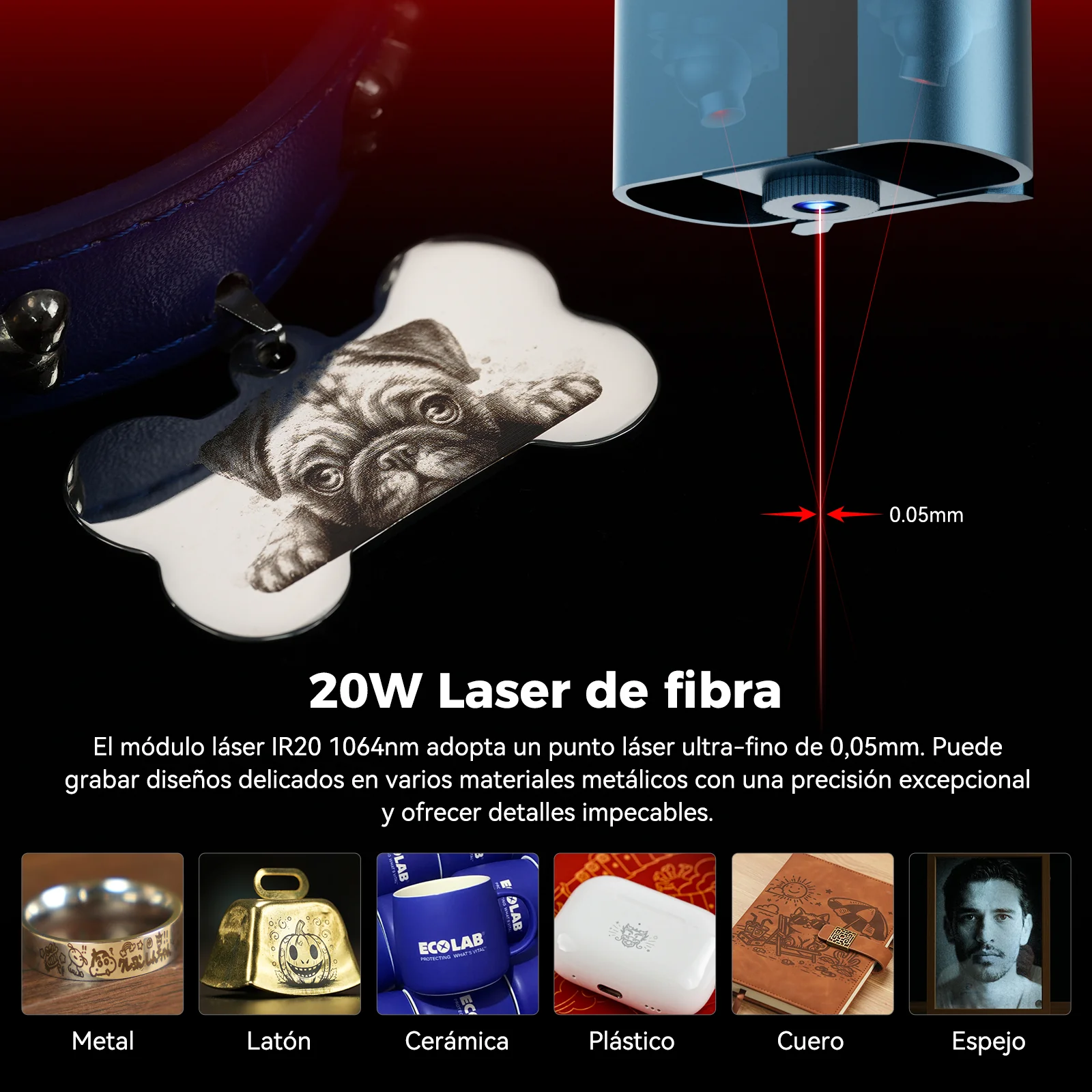 SCULPFUN A9 Ultra Máquina Láser 2-en-1 de 20W Fibra y 40W Diodo para Grabado de Metales y No Metales - Image 10