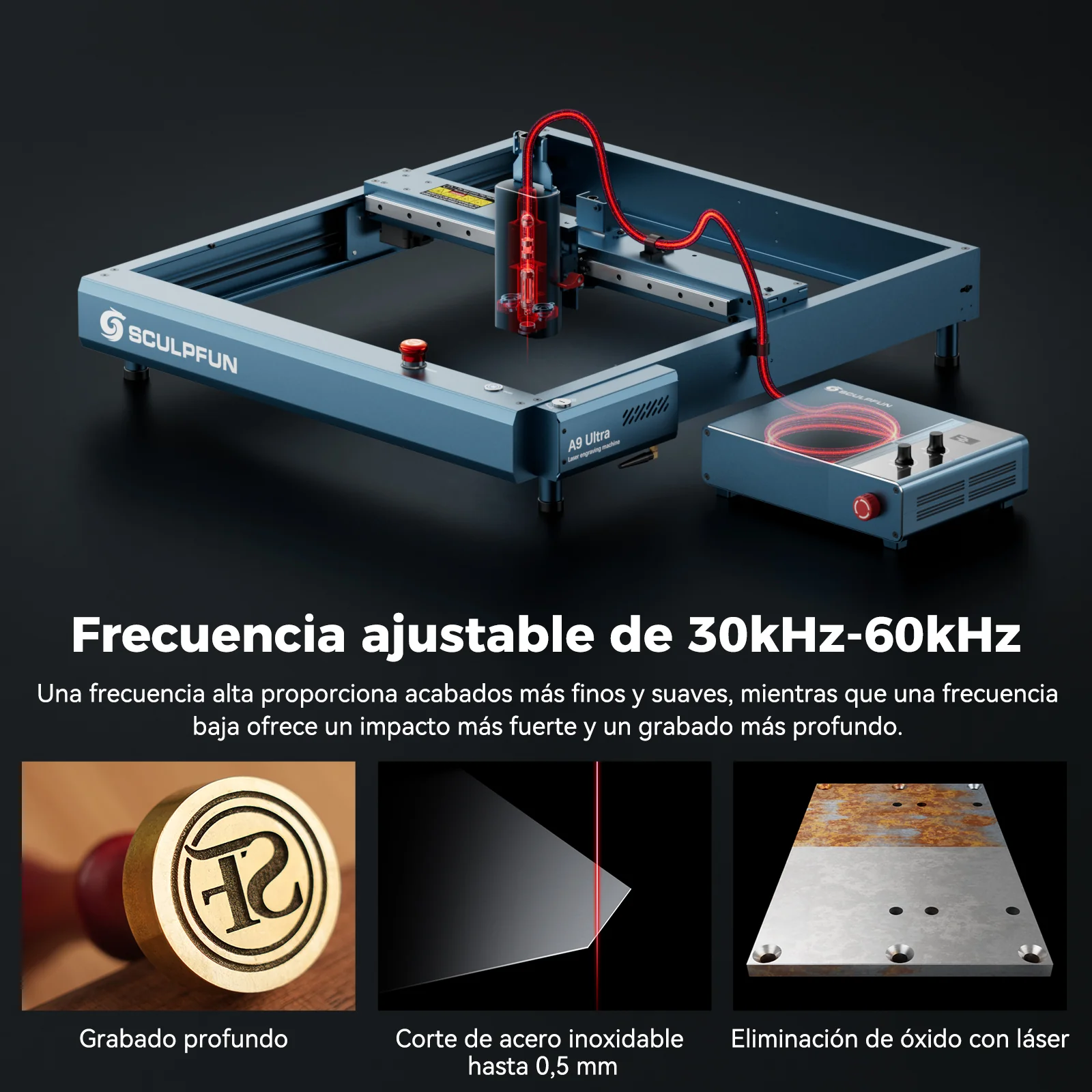 SCULPFUN A9 Ultra Máquina Láser 2-en-1 de 20W Fibra y 40W Diodo para Grabado de Metales y No Metales - Image 11