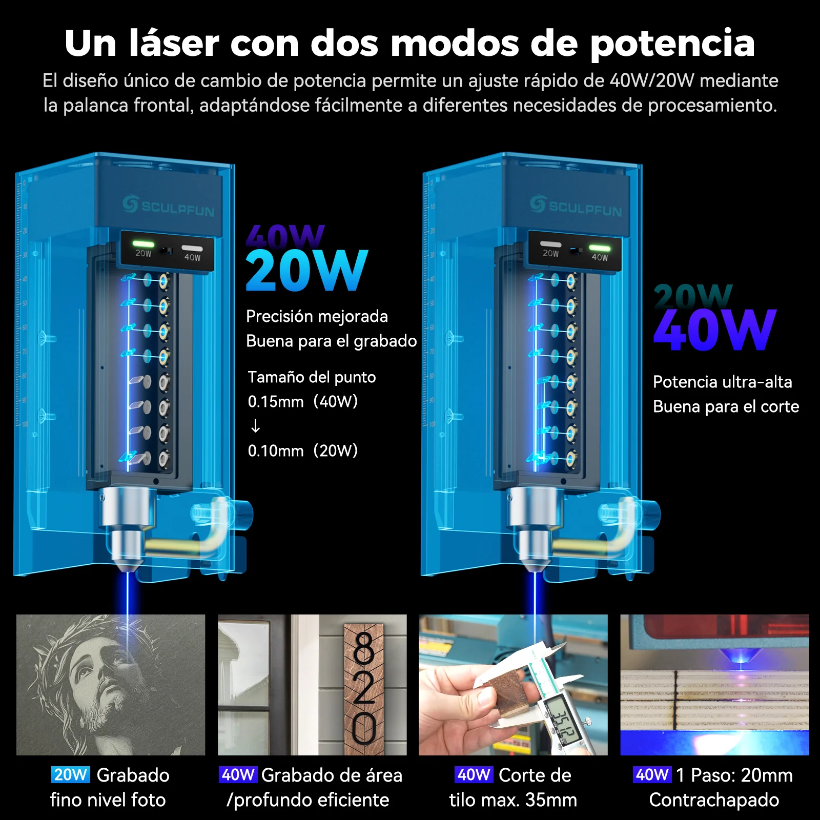 SCULPFUN A9 Ultra Máquina Láser 2-en-1 de 20W Fibra y 40W Diodo para Grabado de Metales y No Metales - Image 12