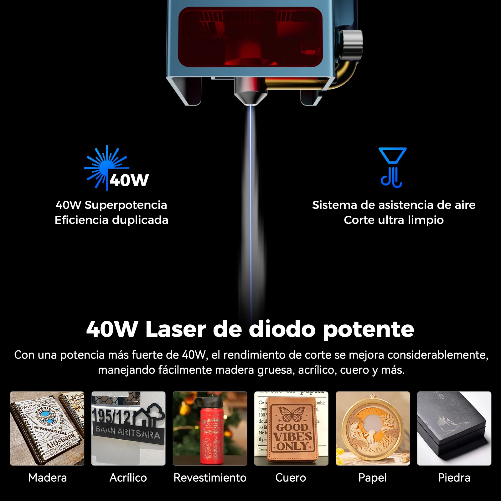 SCULPFUN A9 Ultra Máquina Láser 2-en-1 de 20W Fibra y 40W Diodo para Grabado de Metales y No Metales - Image 7