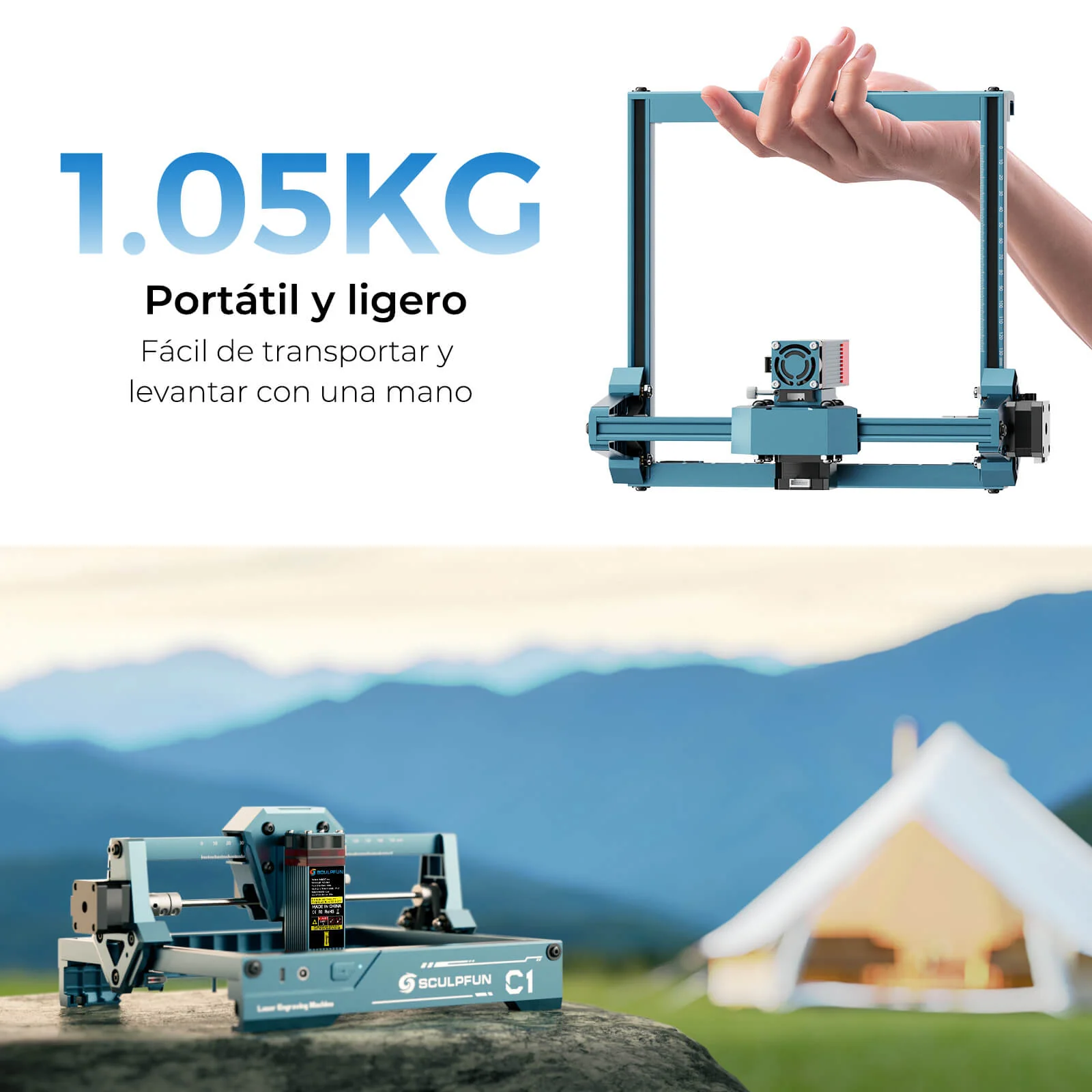 Sculpfun C1 6W Mini Grabador Láser Portátil con Punto Ultrafino y Área de Grabado de 150 × 130 mm - Image 10