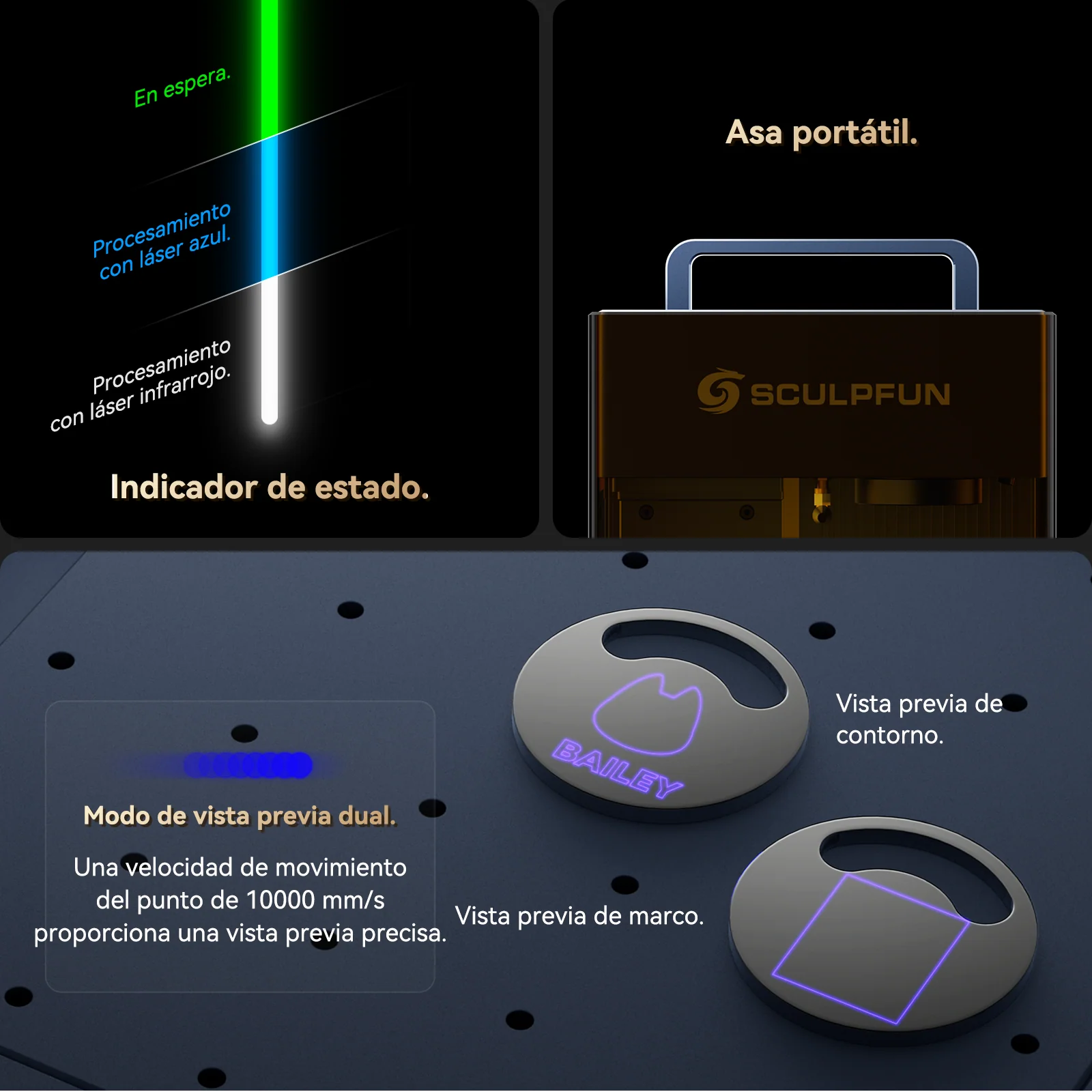 Grabador láser portátil SCULPFUN G9 con láser de diodo IR de 2W + láser de 10W - Image 10