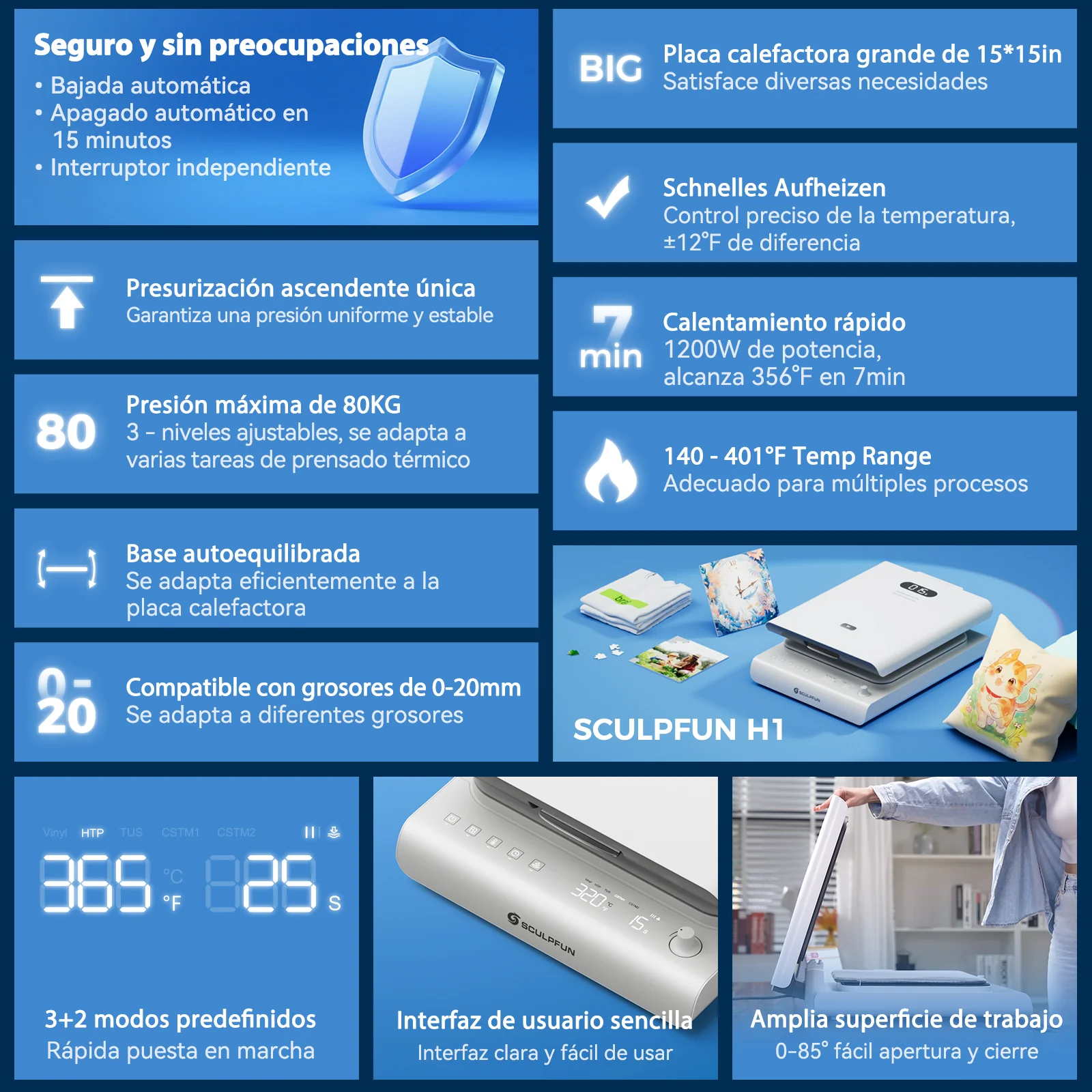 Máquina de Termotransferencia Automática SCULPFUN H1 - Prensa Térmica para Personalización - Image 16