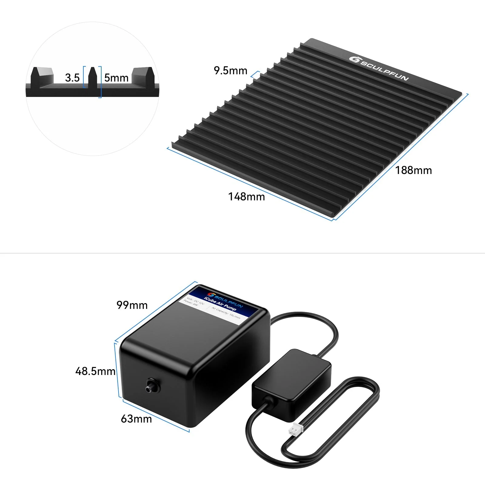 SCULPFUN Kit de Accesorios para iCube Pro 5W/10W: Panel de Celdas Hexagonales y Bomba de Aire de 15L/min - Image 3